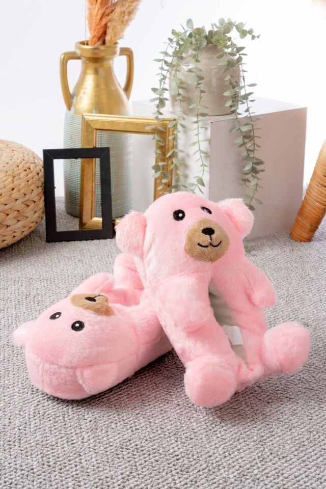 Ayıcık Figürlü Peluş Panduf Ev Pandufu Unisex PUDRA - 38-40