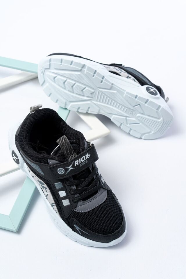 Unisex Çocuk Sneaker Ortopedik Taban Anorak File Hava Alır Günlük Rahat Hafif Esnek Spor Ayakkabı SİYAH - 35
