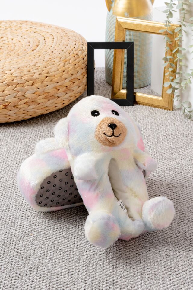 Ayıcık Figürlü Peluş Panduf Ev Pandufu Unisex GÖKKUŞAĞI - 38-40