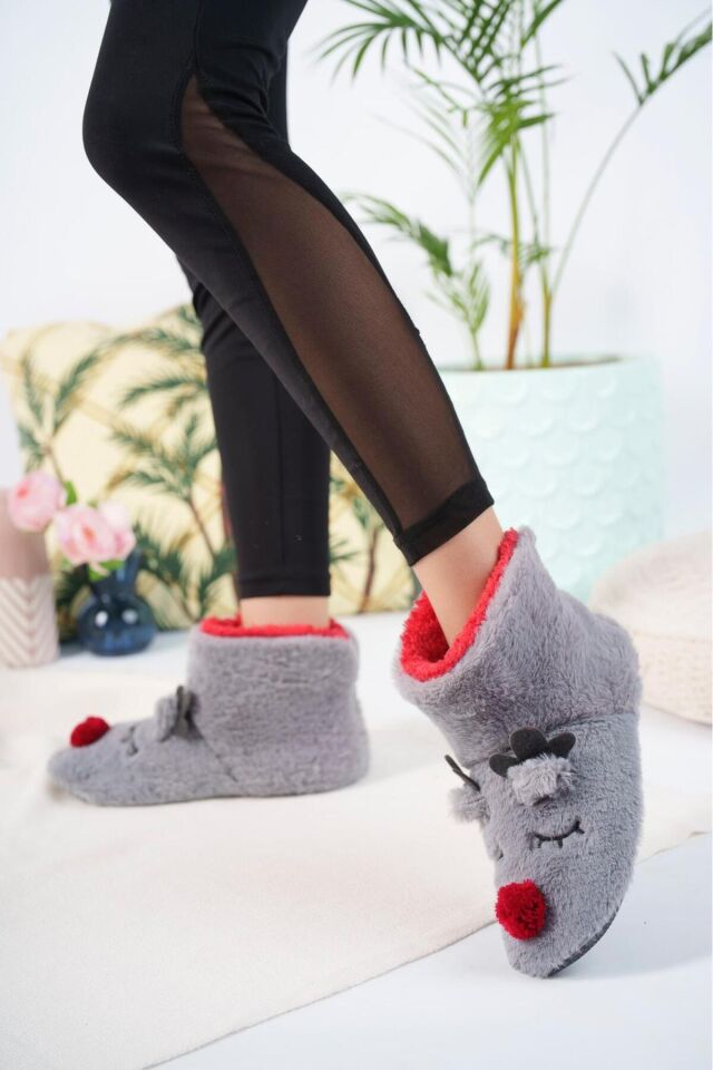 Geyikli Ev Botu Kadın Ev Botu Panduf Ev Botu GRİ - 30-31