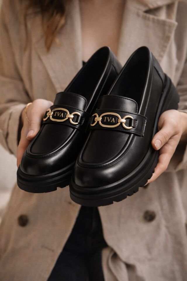 Kadın Kalın Taban Ortopedik Comfort Taban Deri Görünümlü Loafer – Siyah 707-MAT SİYAH - 36