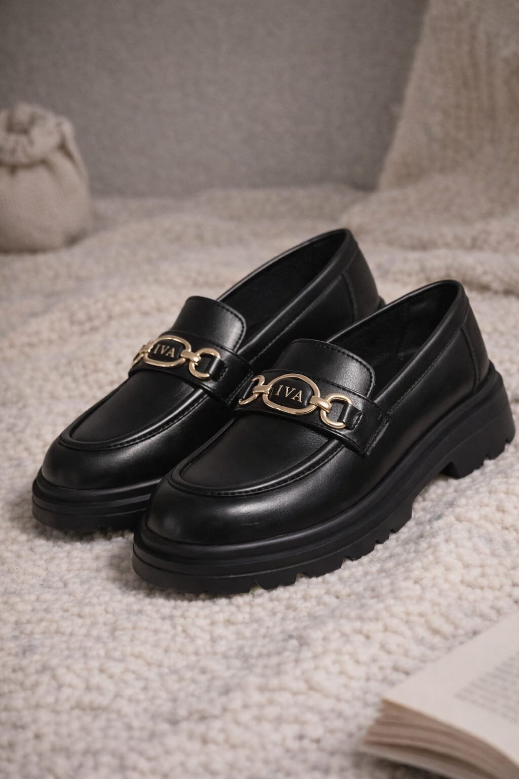 Kadın Kalın Taban Ortopedik Comfort Taban Deri Görünümlü Loafer – Siyah 707-MAT SİYAH - 39