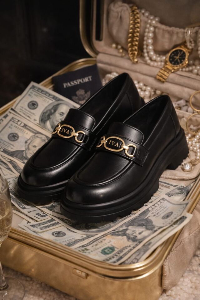 Kadın Kalın Taban Ortopedik Comfort Taban Deri Görünümlü Loafer – Siyah 707-MAT SİYAH - 39