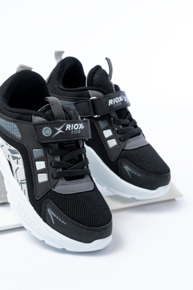 Unisex Çocuk Sneaker Ortopedik Taban Anorak File Hava Alır Günlük Rahat Hafif Esnek Spor Ayakkabı SİYAH - 32