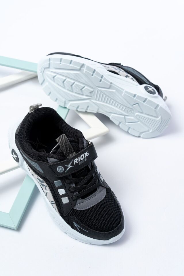Unisex Çocuk Sneaker Ortopedik Taban Anorak File Hava Alır Günlük Rahat Hafif Esnek Spor Ayakkabı SİYAH - 32