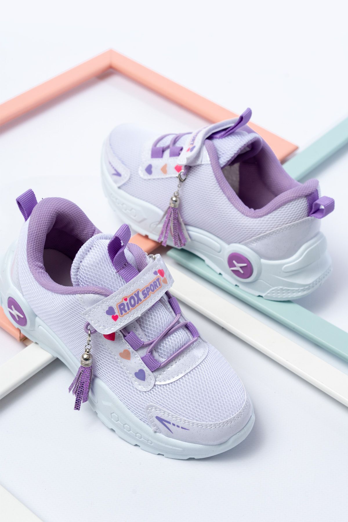 Unisex Çocuk Sneaker Ortopedik Taban Anorak File Hava Alır Günlük Rahat Hafif Esnek Spor Ayakkabı BEYAZ-LİLA - 34