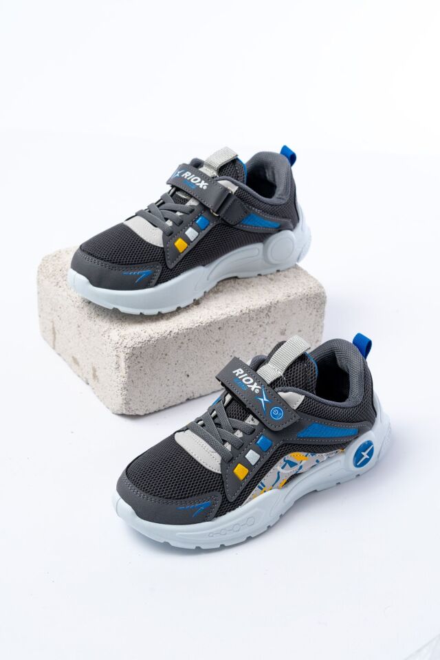 Unisex Çocuk Sneaker Ortopedik Taban Anorak File Hava Alır Günlük Rahat Hafif Esnek Spor Ayakkabı GRİ-FÜME - 35