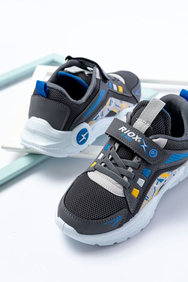 Unisex Çocuk Sneaker Ortopedik Taban Anorak File Hava Alır Günlük Rahat Hafif Esnek Spor Ayakkabı GRİ-FÜME - 35