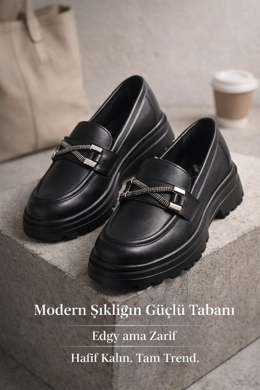 Kadın Kalın Taban Ortopedik Comfort Taban Deri Görünümlü Loafer – Siyah 704-MAT SİYAH - 36