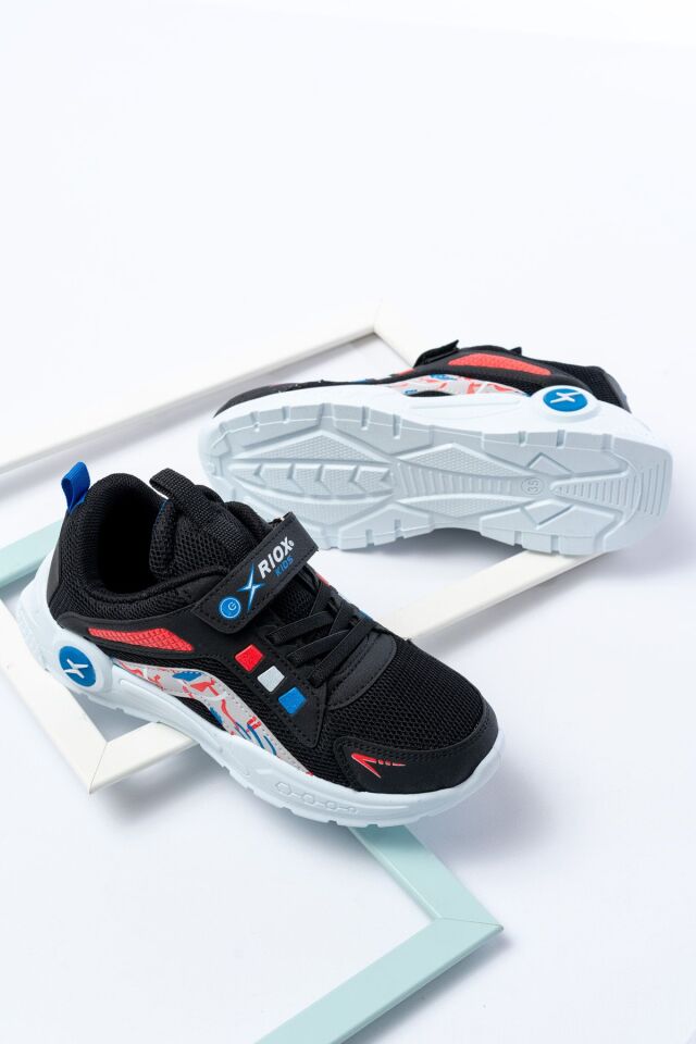 Unisex Çocuk Sneaker Ortopedik Taban Anorak File Hava Alır Günlük Rahat Hafif Esnek Spor Ayakkabı SİYAH-LACİVERT - 31