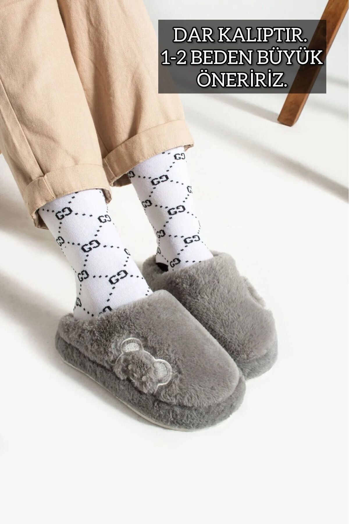 Kadın Ev Terliği Peluş Terlik Çeyiz ve Bohça Terliği Ses Yapmaz Kalın Taban