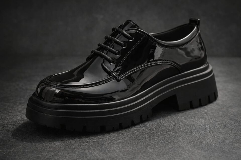 Kadın Kalın Taban Ortopedik Comfort Taban Deri Görünümlü Loafer – Siyah BAĞCIKLI RUGAN SİYAH - 40