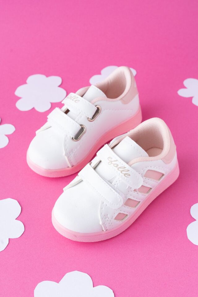 Kids Unisex Çocuk Spor Ayakkabı Sneakers BEYAZ - PUDRA - 28