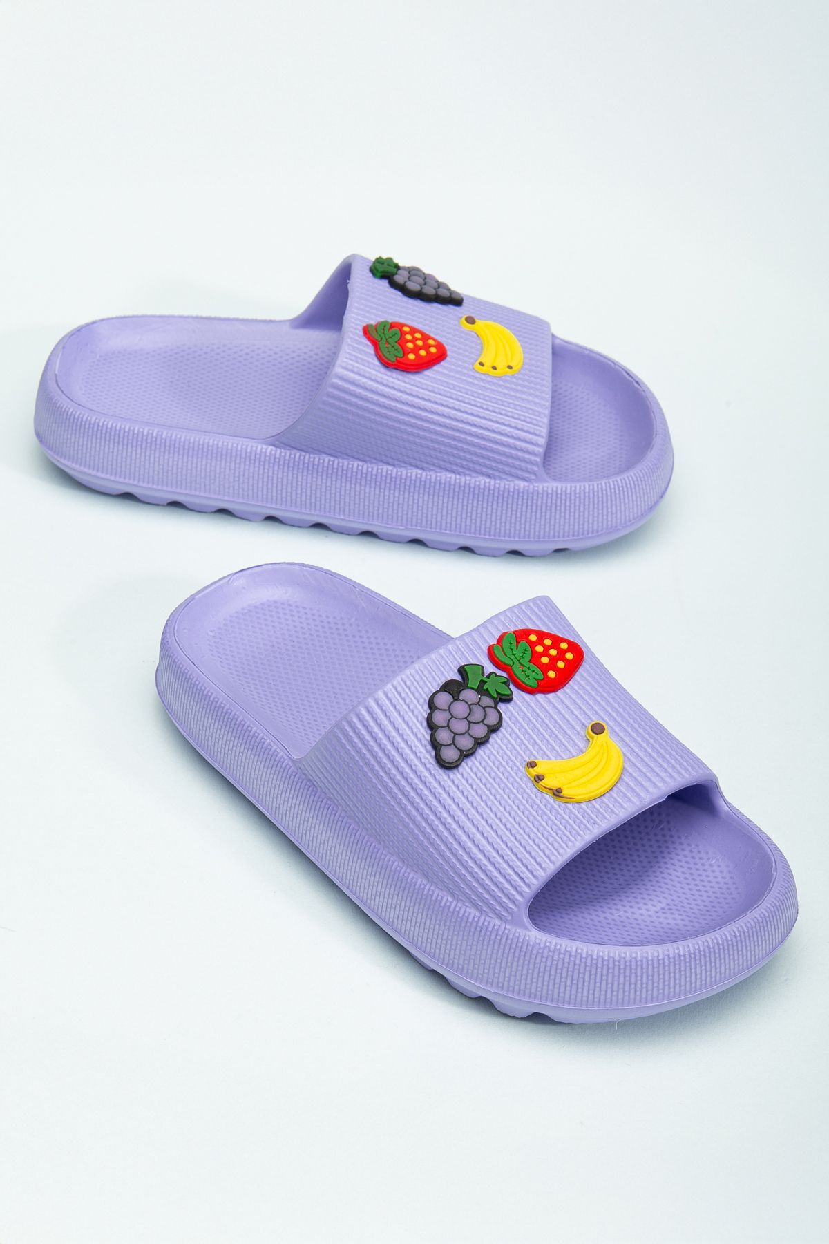 Kids Kız Çocuk Soelite Meyveli Platform Yumuşak Yazlık Deniz Havuz Bahçe Dışarı Terlik MOR - 32-33