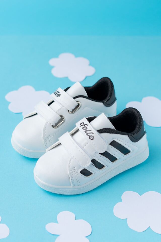 Kids Unisex Çocuk Spor Ayakkabı Sneakers BEYAZ - SİYAH - 31