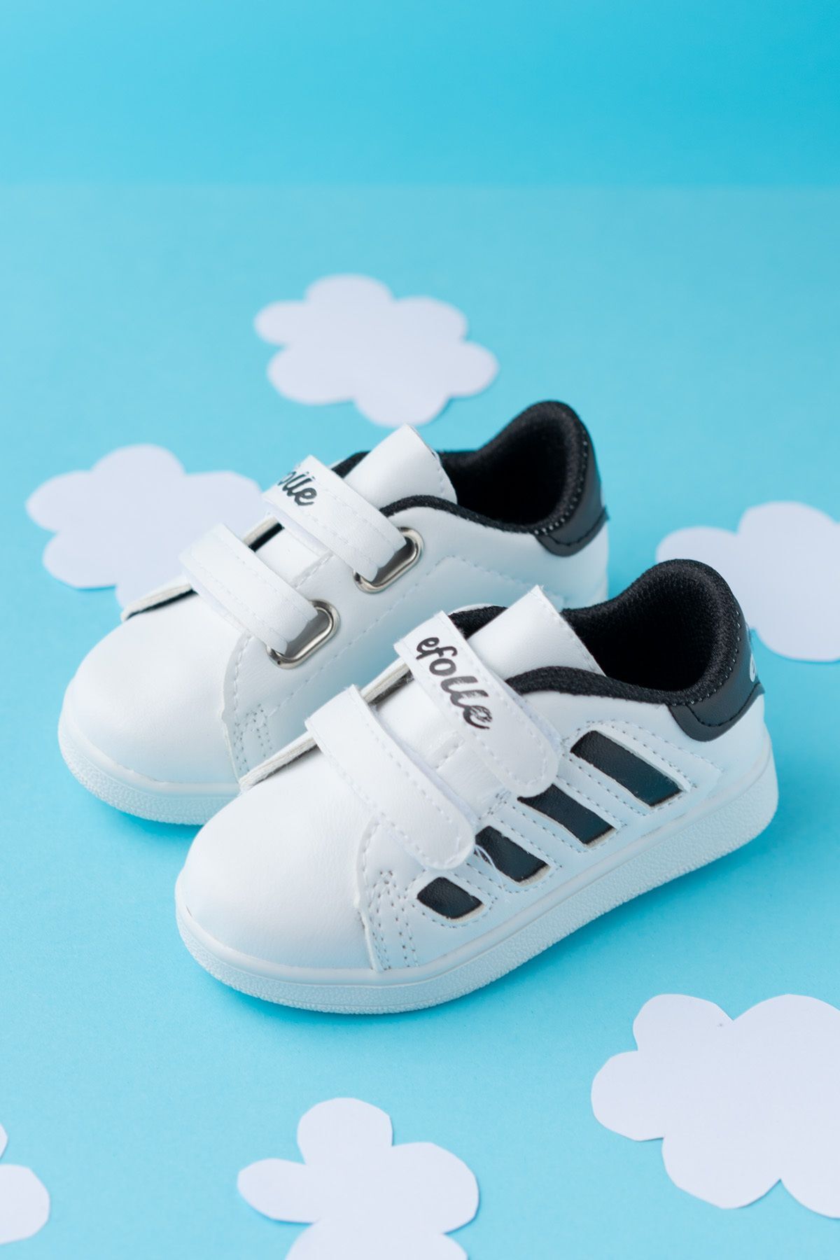 Kids Unisex Çocuk Spor Ayakkabı Sneakers BEYAZ - SİYAH - 28