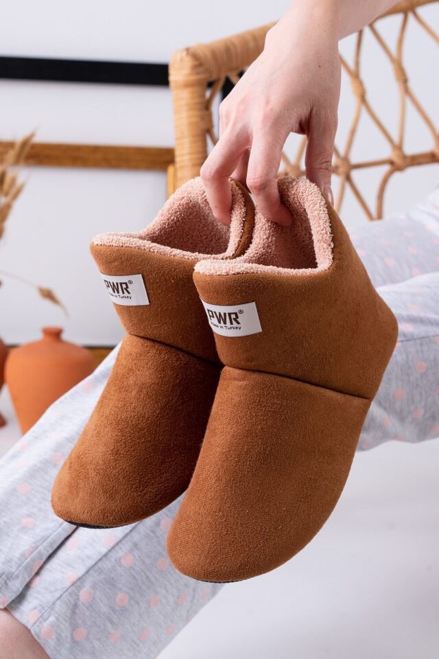 Unisex Içi Yünlü Ev Pandufu Ev Botu Ev Ayakkabısı TABA - 44-45
