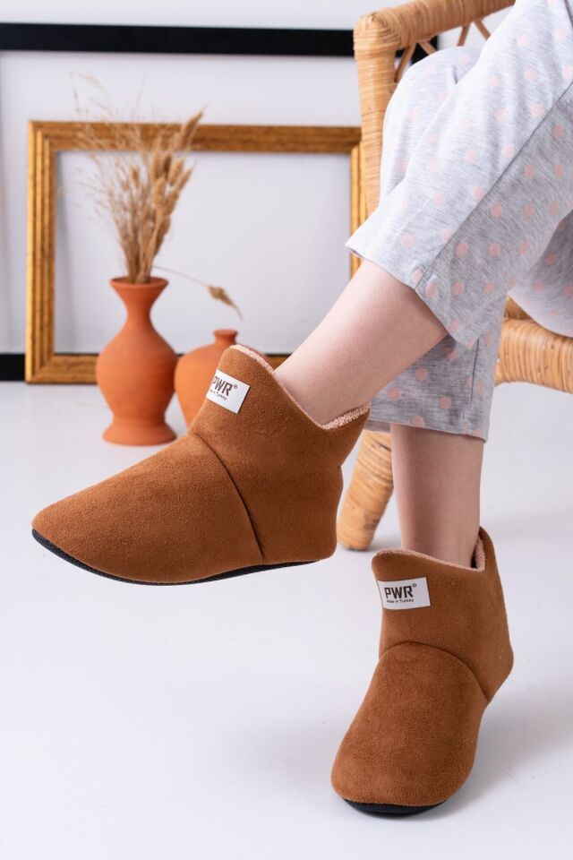 Unisex Içi Yünlü Ev Pandufu Ev Botu Ev Ayakkabısı TABA - 40-41