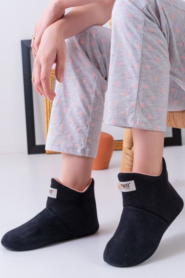 Unisex Içi Yünlü Ev Pandufu Ev Botu Ev Ayakkabısı SİYAH - 40-41
