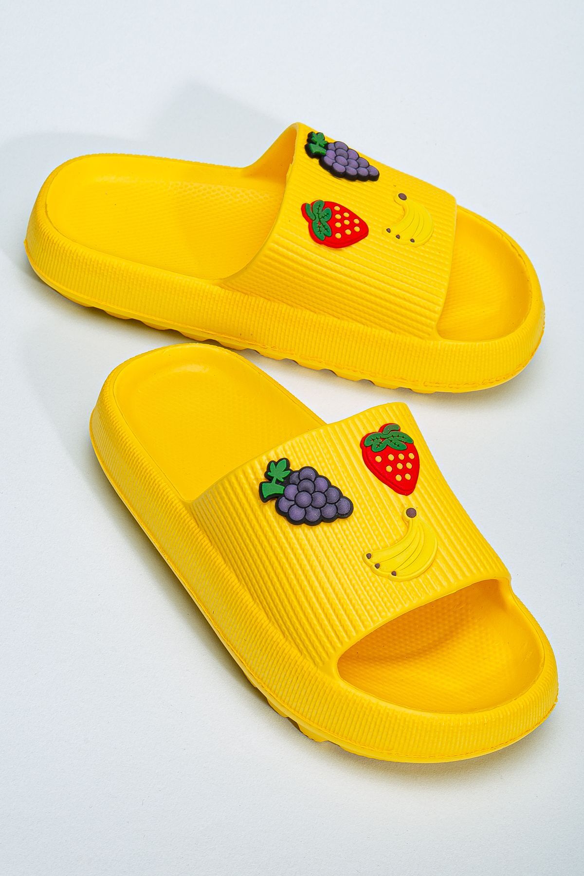 Kids Kız Çocuk Soelite Meyveli Platform Yumuşak Yazlık Deniz Havuz Bahçe Dışarı Terlik SARI - 28-29