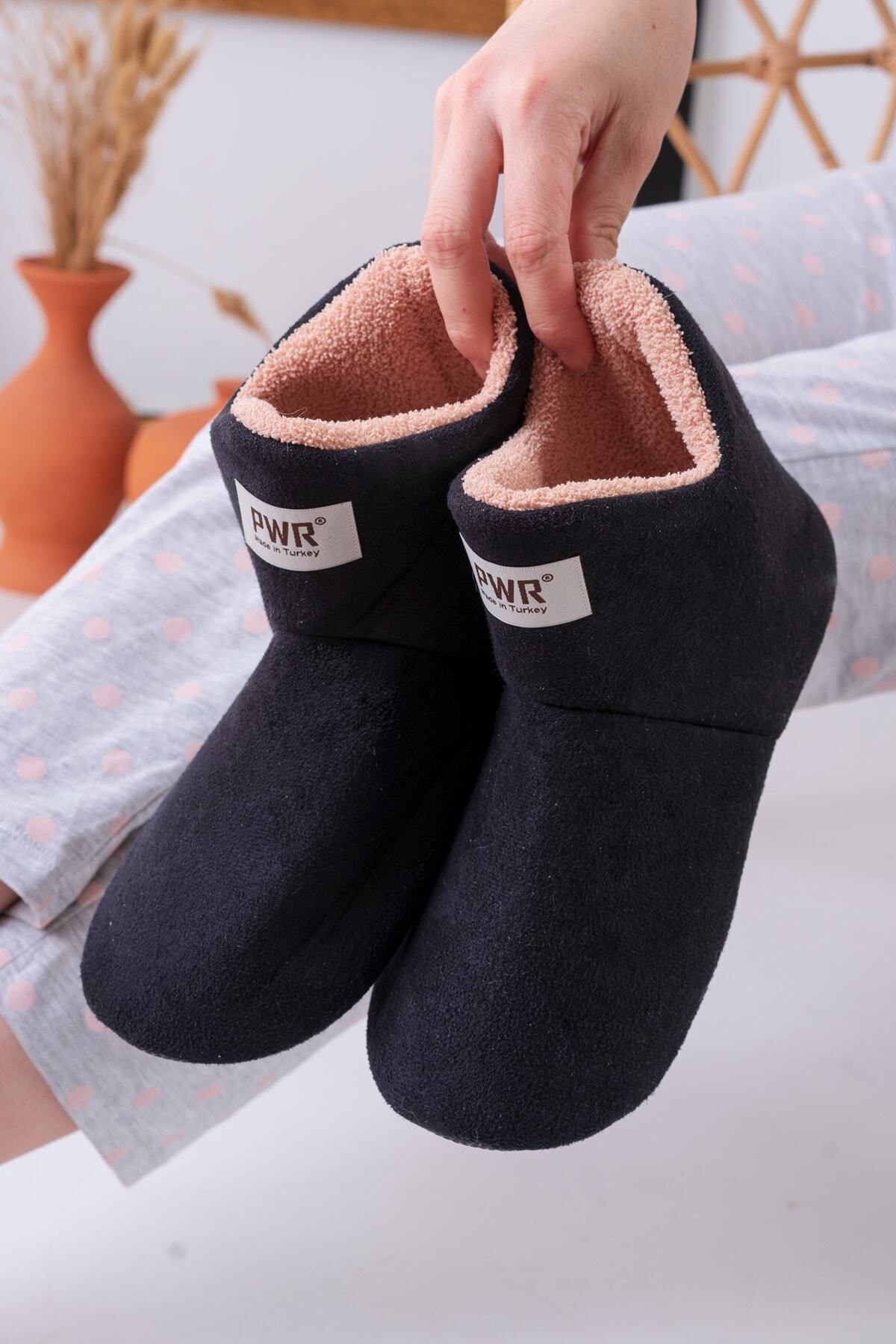 Unisex Içi Yünlü Ev Pandufu Ev Botu Ev Ayakkabısı SİYAH - 37