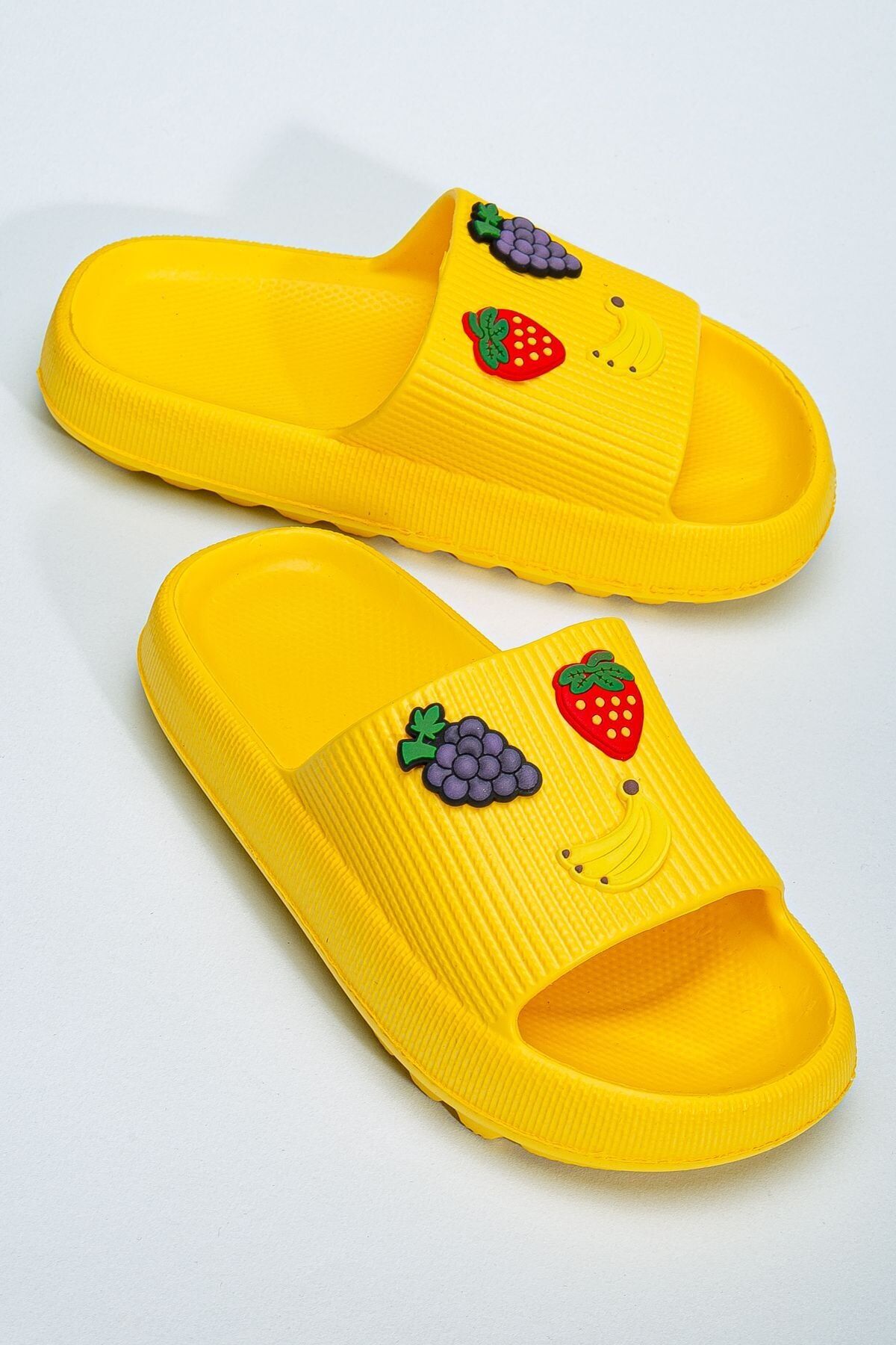 Kids Kız Çocuk Soelite Meyveli Platform Yumuşak Yazlık Deniz Havuz Bahçe Dışarı Terlik SARI - 34-35