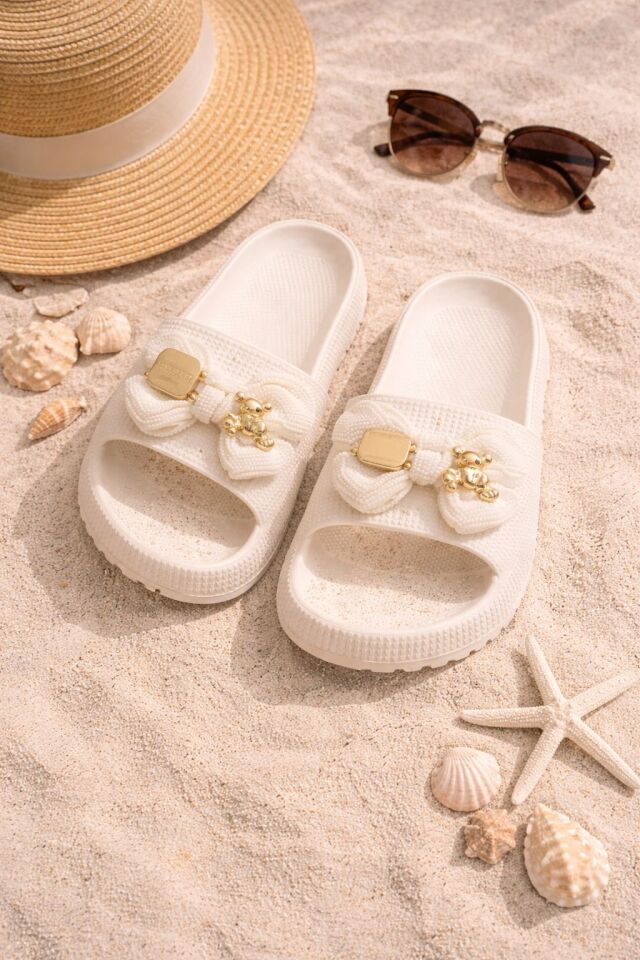 Kadın Kaydırmaz Taban Terlik Balkon Banyo Havuz Sahil Plaj Havuz Günlük Terlik KREM - 40