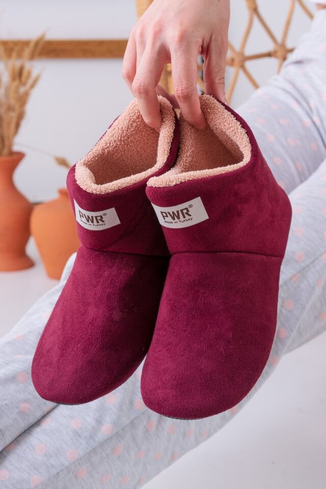 Unisex Içi Yünlü Ev Pandufu Ev Botu Ev Ayakkabısı BORDO - 39