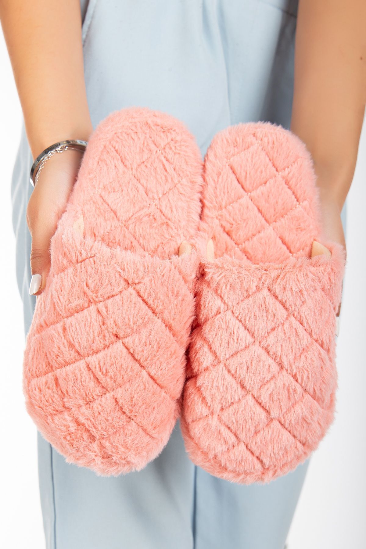 Sessiz Taban Kadın Terlik Kapalı Ev Terliği ŞEKER PEMBE - 38