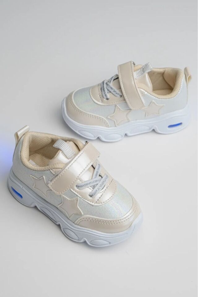 Rahat Hafif Yumuşak Unisex Cırt Cırtlı Işıklı Çocuk Sneaker -Spor Ayakkabı