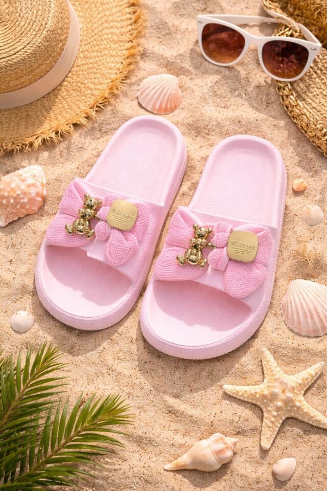 Kadın Kaydırmaz Taban Terlik Balkon Banyo Havuz Sahil Plaj Havuz Günlük Terlik PEMBE - 40