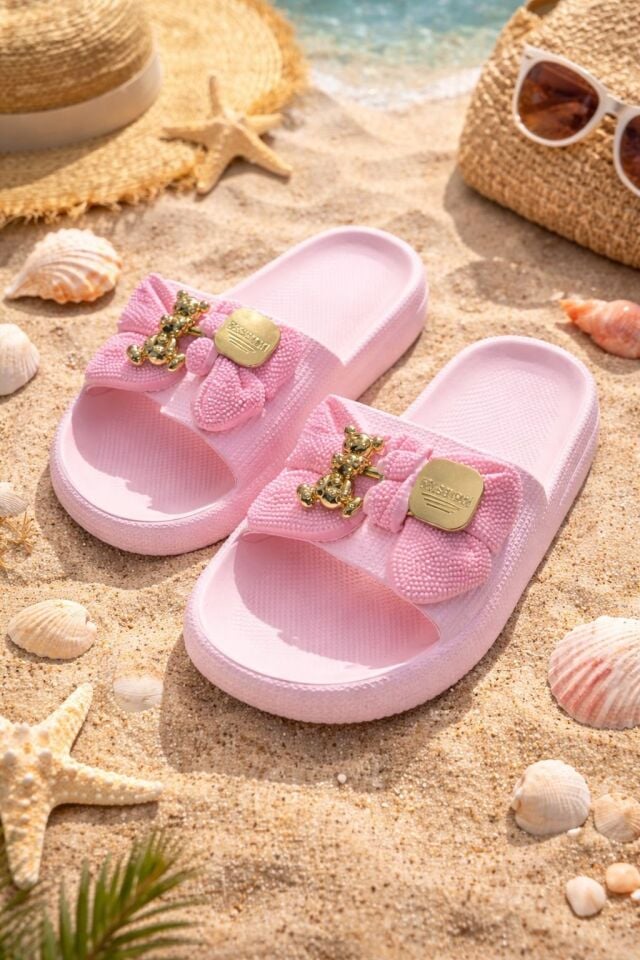 Kadın Kaydırmaz Taban Terlik Balkon Banyo Havuz Sahil Plaj Havuz Günlük Terlik PEMBE - 40