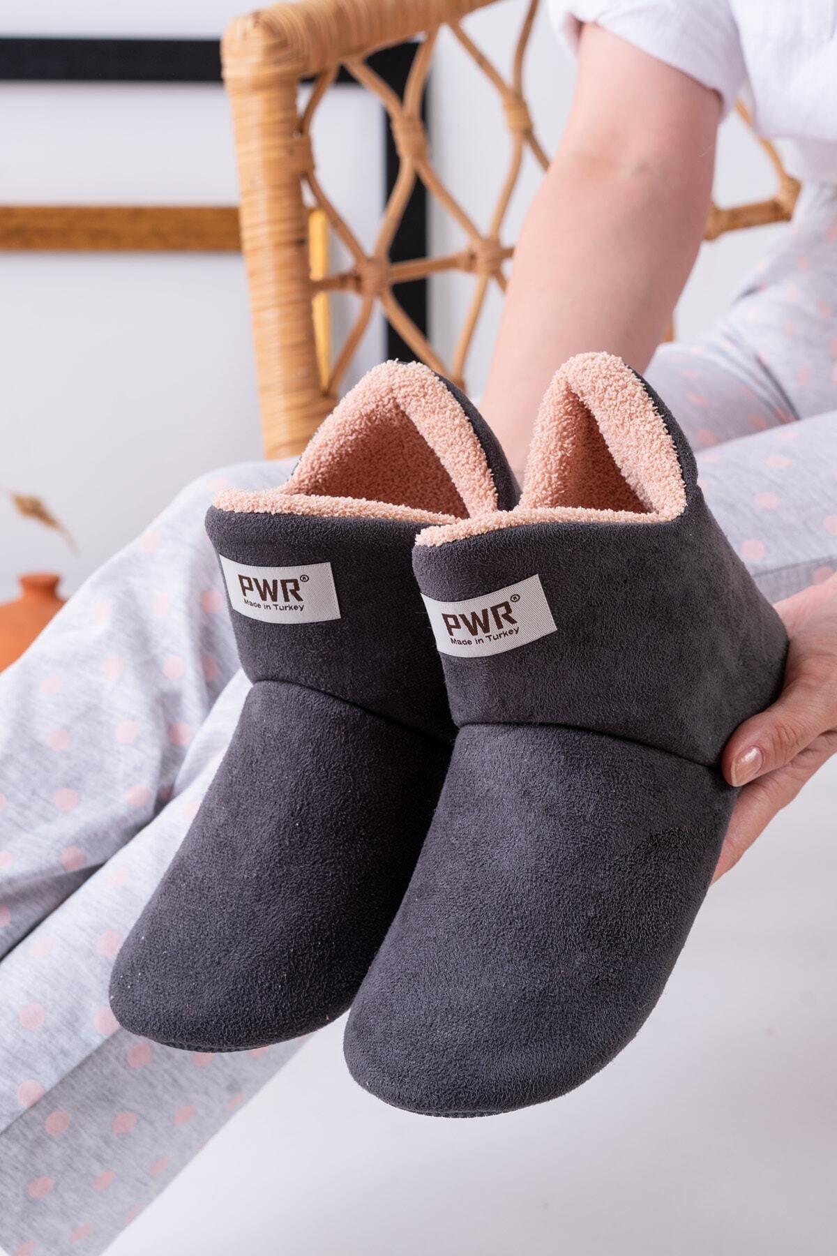 Unisex Içi Yünlü Ev Pandufu Ev Botu Ev Ayakkabısı GRİ - 40-41