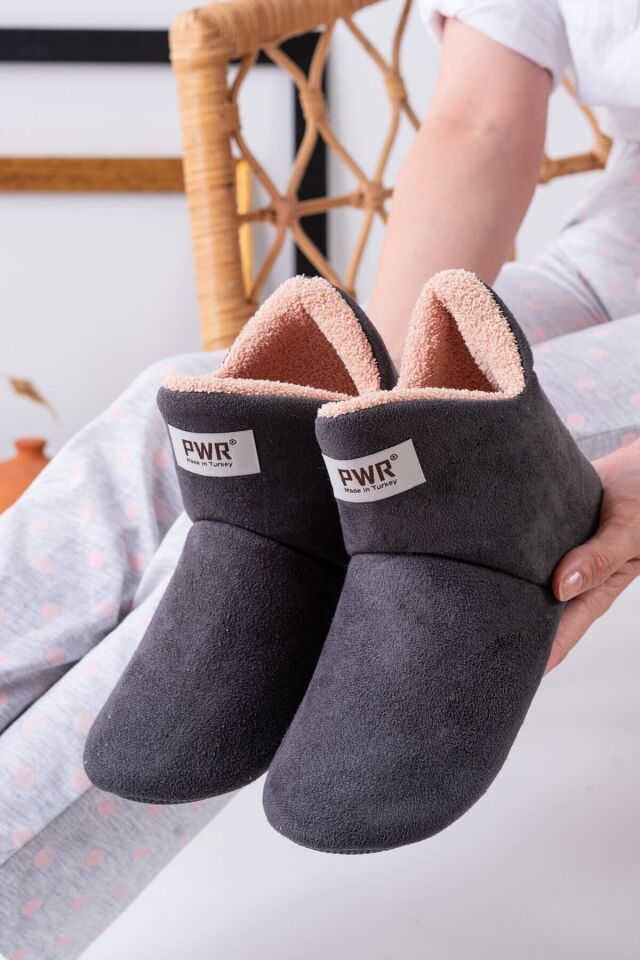 Unisex Içi Yünlü Ev Pandufu Ev Botu Ev Ayakkabısı GRİ - 42-43