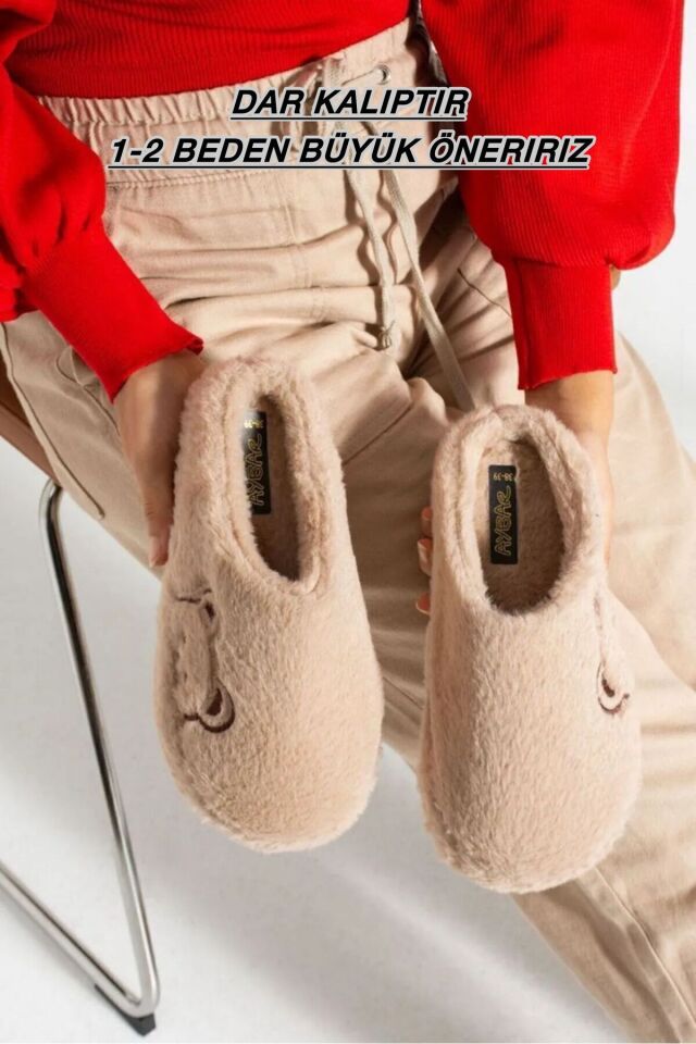 Kadın Ev Terliği Peluş Terlik Çeyiz ve Bohça Terliği Ses Yapmaz Kalın Taban TABA - 40