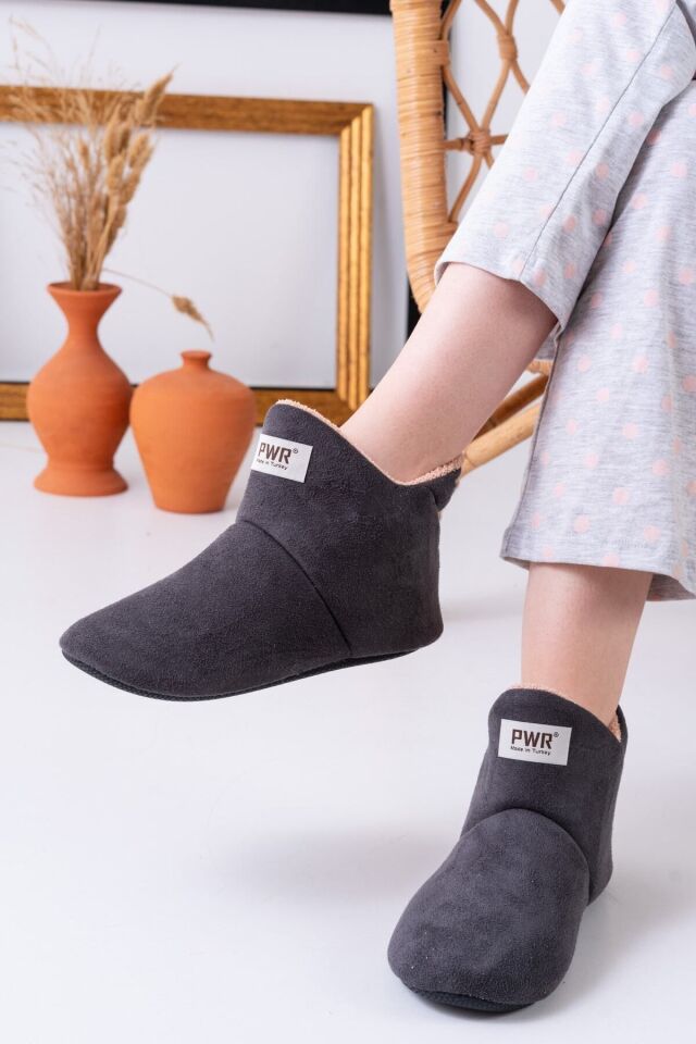 Unisex Içi Yünlü Ev Pandufu Ev Botu Ev Ayakkabısı GRİ - 40