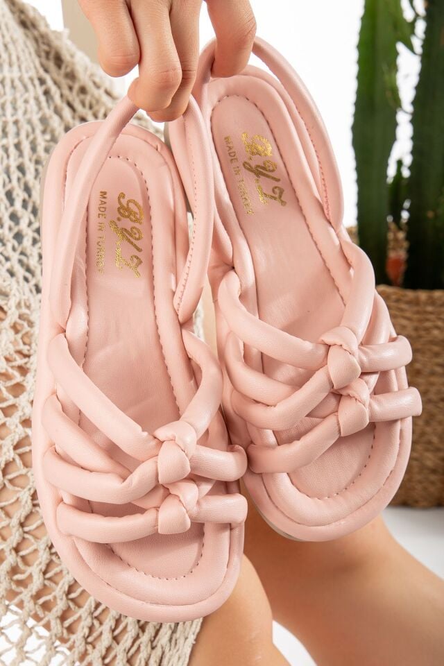 Ortopedik Kadın Sandalet Rahat Kadın Sandalet Puff Sandalet Anatomik Kadın Sandalet PUDRA - 40