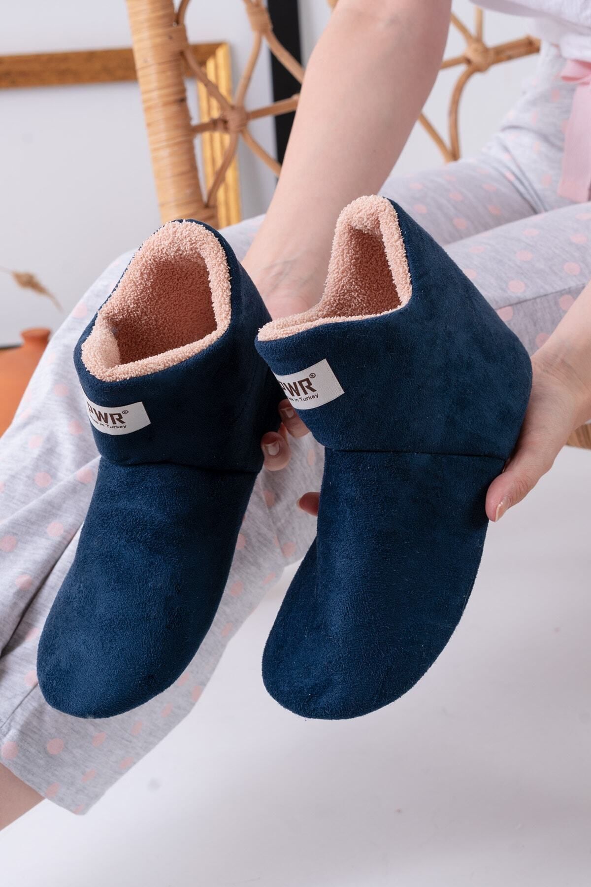 Unisex Içi Yünlü Ev Pandufu Ev Botu Ev Ayakkabısı LACİVERT - 42-43