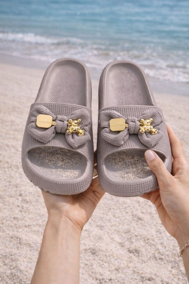 Kadın Kaydırmaz Taban Terlik Balkon Banyo Havuz Sahil Plaj Havuz Günlük Terlik VİZON - 40