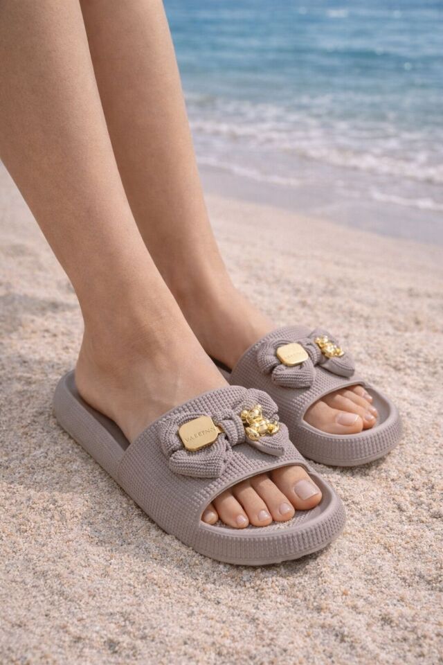 Kadın Kaydırmaz Taban Terlik Balkon Banyo Havuz Sahil Plaj Havuz Günlük Terlik VİZON - 40