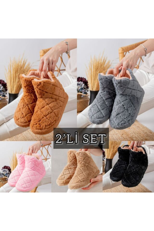 2'li Unisex Hafif Pofuduk Panduf Ev Botu İKİLİ BRN PANDUF - 36-37
