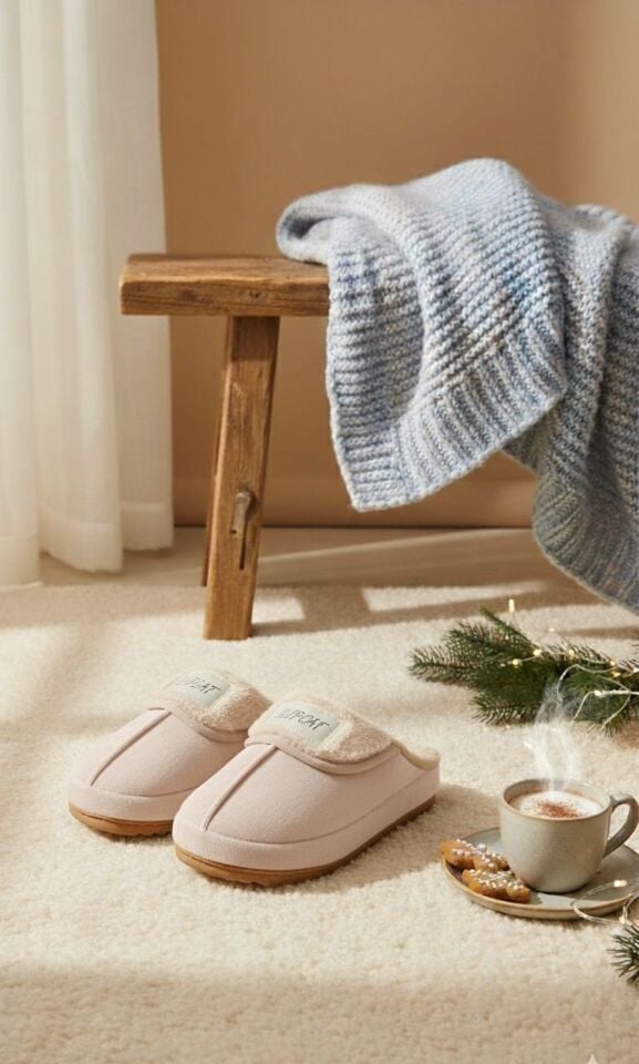 Kadın Desenli Peluş Kaymaz Hafif Tabanlı Tüylü Terlik Çeyiz Bohça Ev Terliği