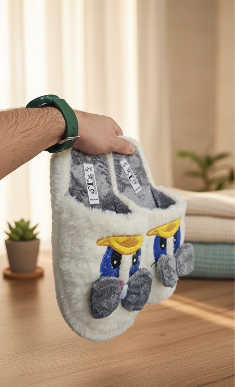 Sevimli Fiyonklu Duffy Ördek Figürlü Nakış İşlemeli Ses Yapmaz Kaymaz Tabanlı Ev Terliği GRİ - 38-39