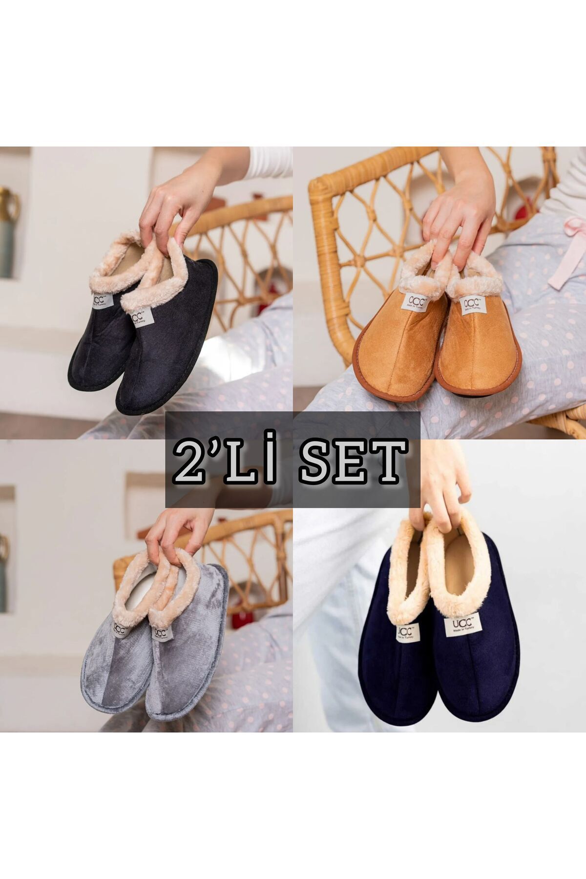 2'li Unisex Hafif Pofuduk Panduf Ev Botu İKİLİ  UCC BOT - 42