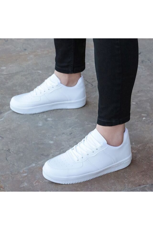 Beyaz Bağcıklı Sneaker BEYAZ - 38