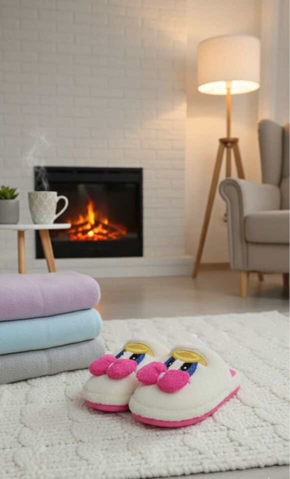 Sevimli Fiyonklu Duffy Ördek Figürlü Nakış İşlemeli Ses Yapmaz Kaymaz Tabanlı Ev Terliği PEMBE - 38-39