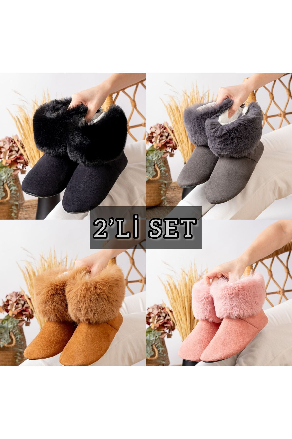 2'li Unisex Hafif Pofuduk Panduf Ev Botu İKİLİ OLGUN BOT - 37