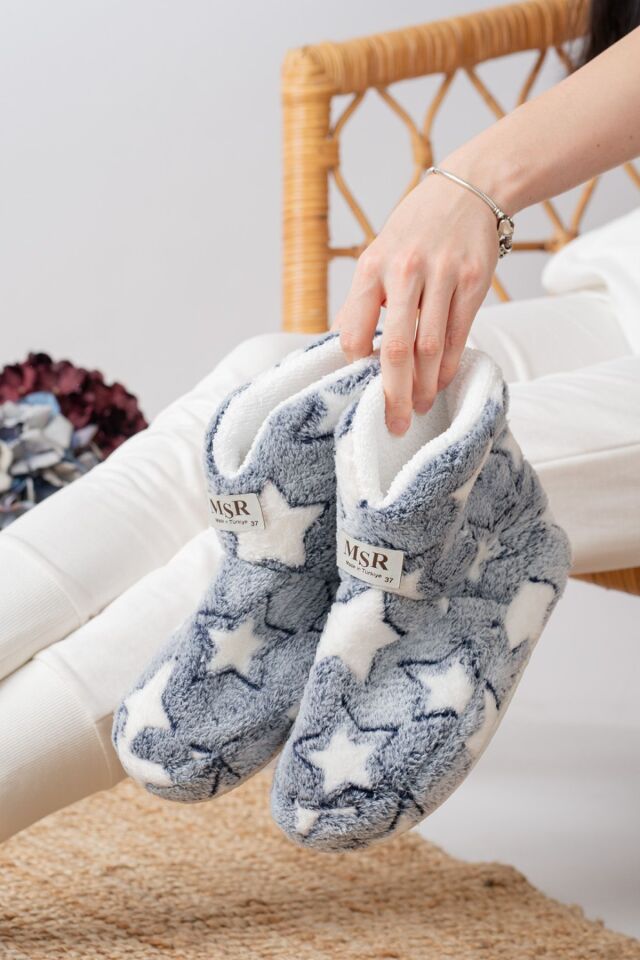 2'li Unisex Hafif Pofuduk Panduf Ev Botu İKİLİ YILDIZ BOT - 40