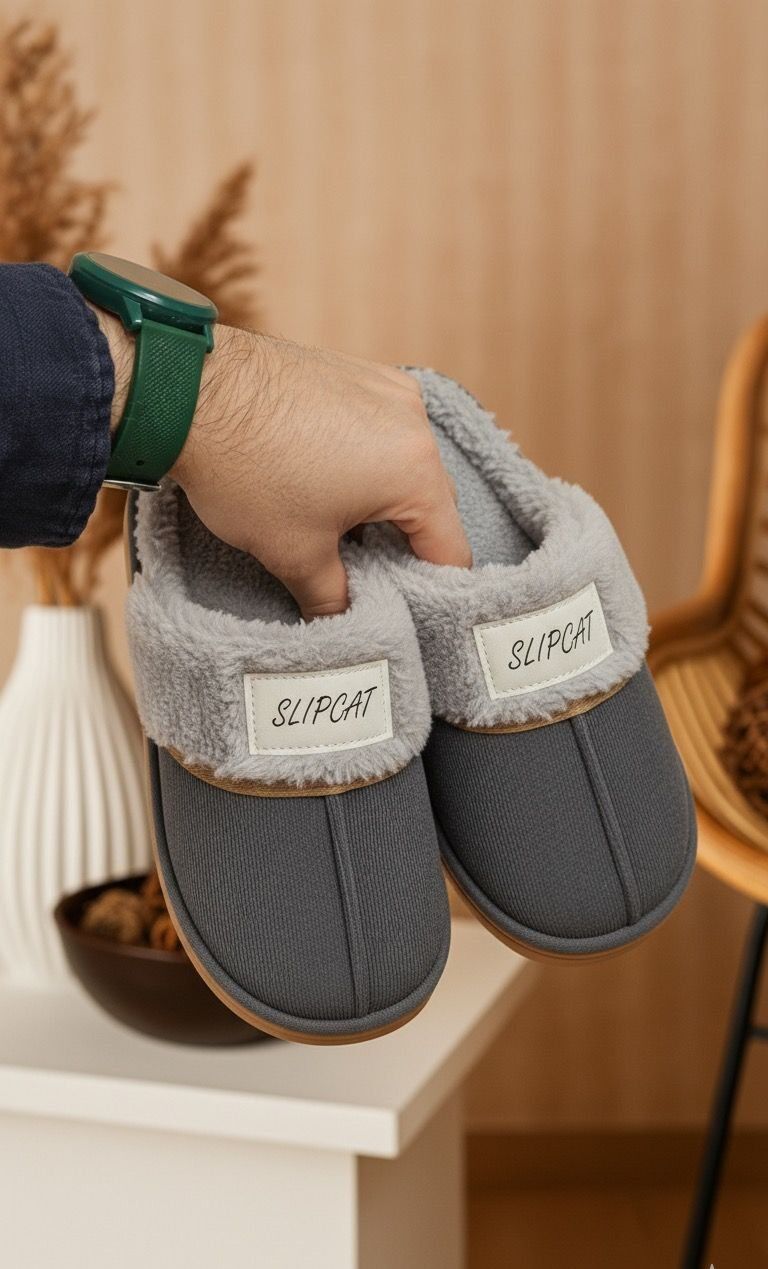 Kadın Desenli Peluş Kaymaz Hafif Tabanlı Tüylü Terlik Çeyiz Bohça Ev Terliği GRİ - 40