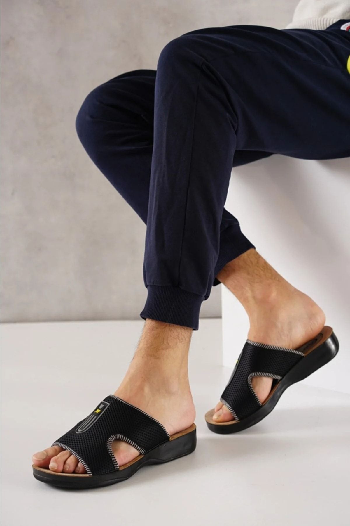 Erkek Yazlık Sokak Terliği-ev Terliği Fileli SİYAH - 40